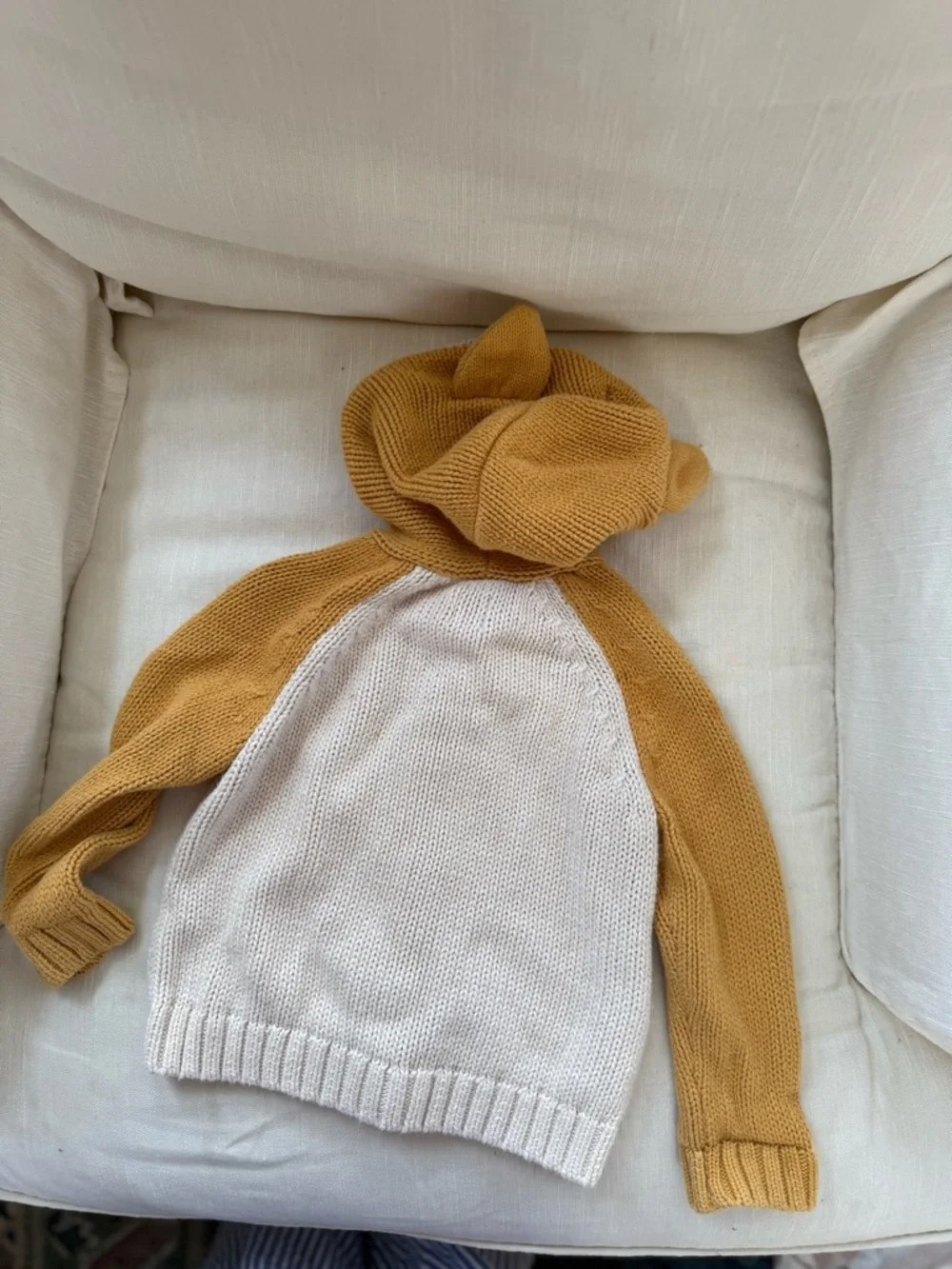 Tea Collection Baby Cardigan- Oatmeal Shiba Inu knit 100% cotton sweater - Picture 7 of 7